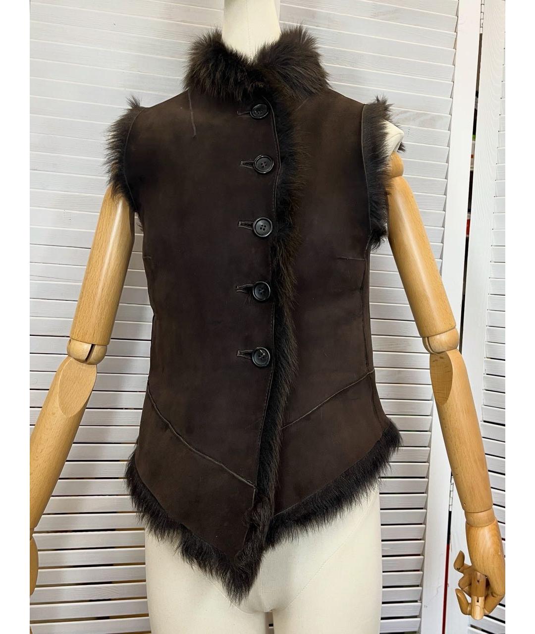 JOSEPH Коричневый меховой жилет, фото 9