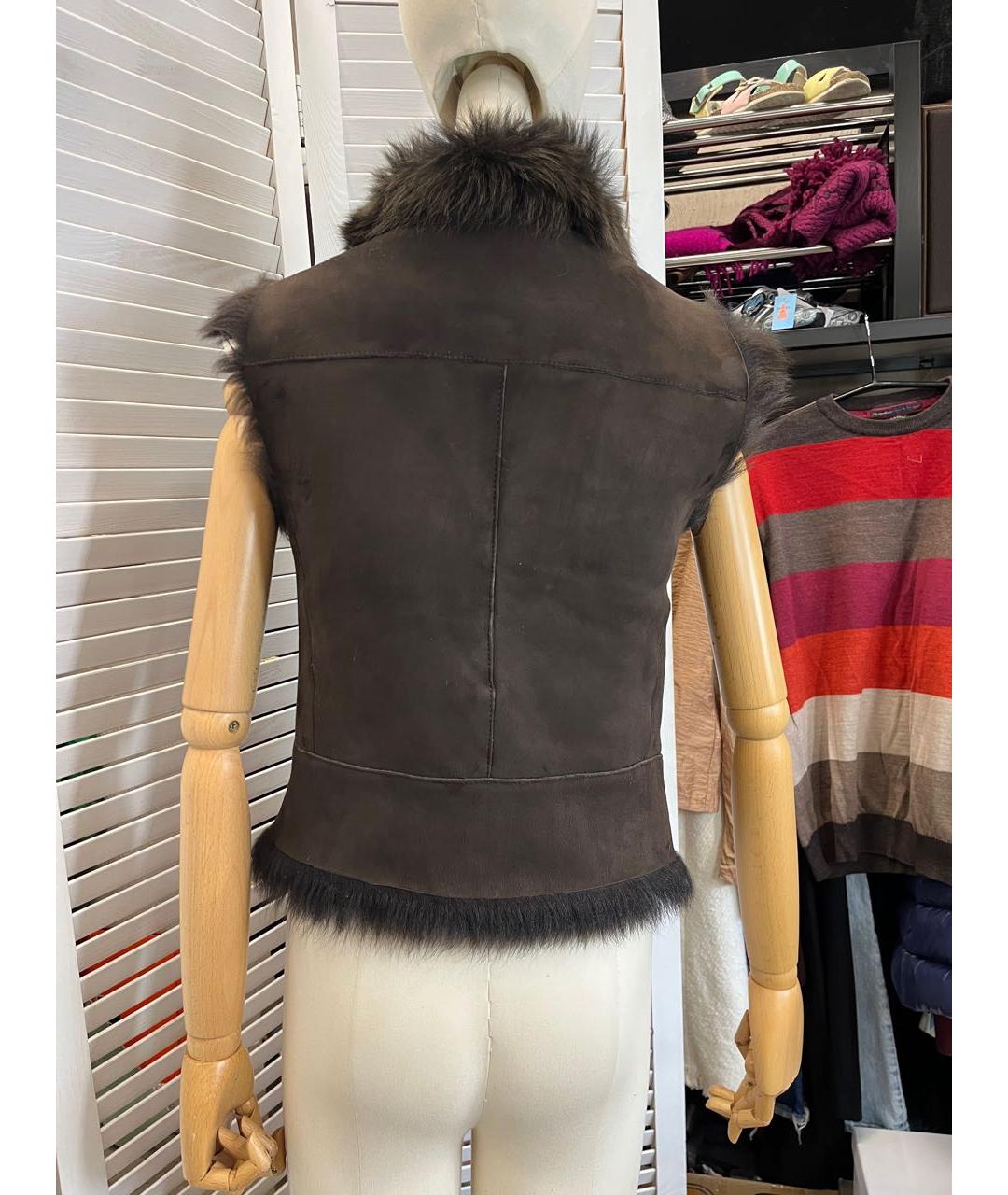 JOSEPH Коричневый меховой жилет, фото 7