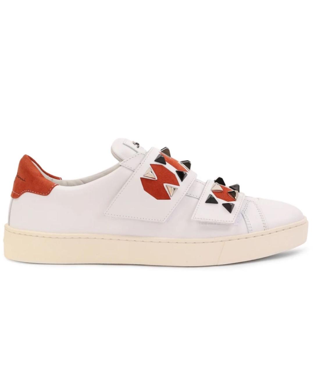 SANTONI Белые кожаные кеды, фото 5