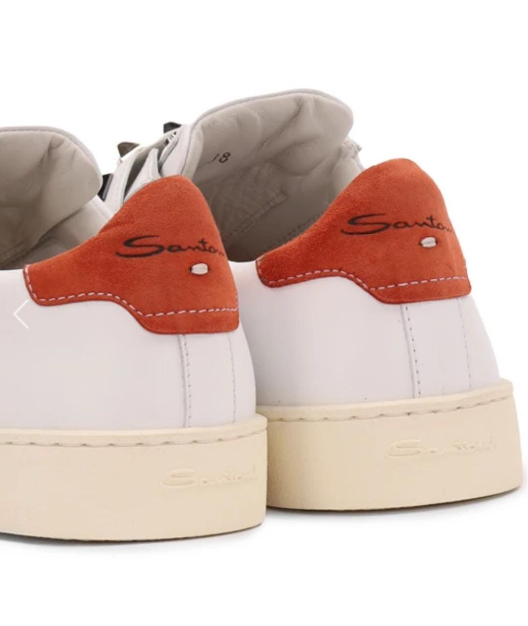 SANTONI Белые кожаные кеды, фото 7