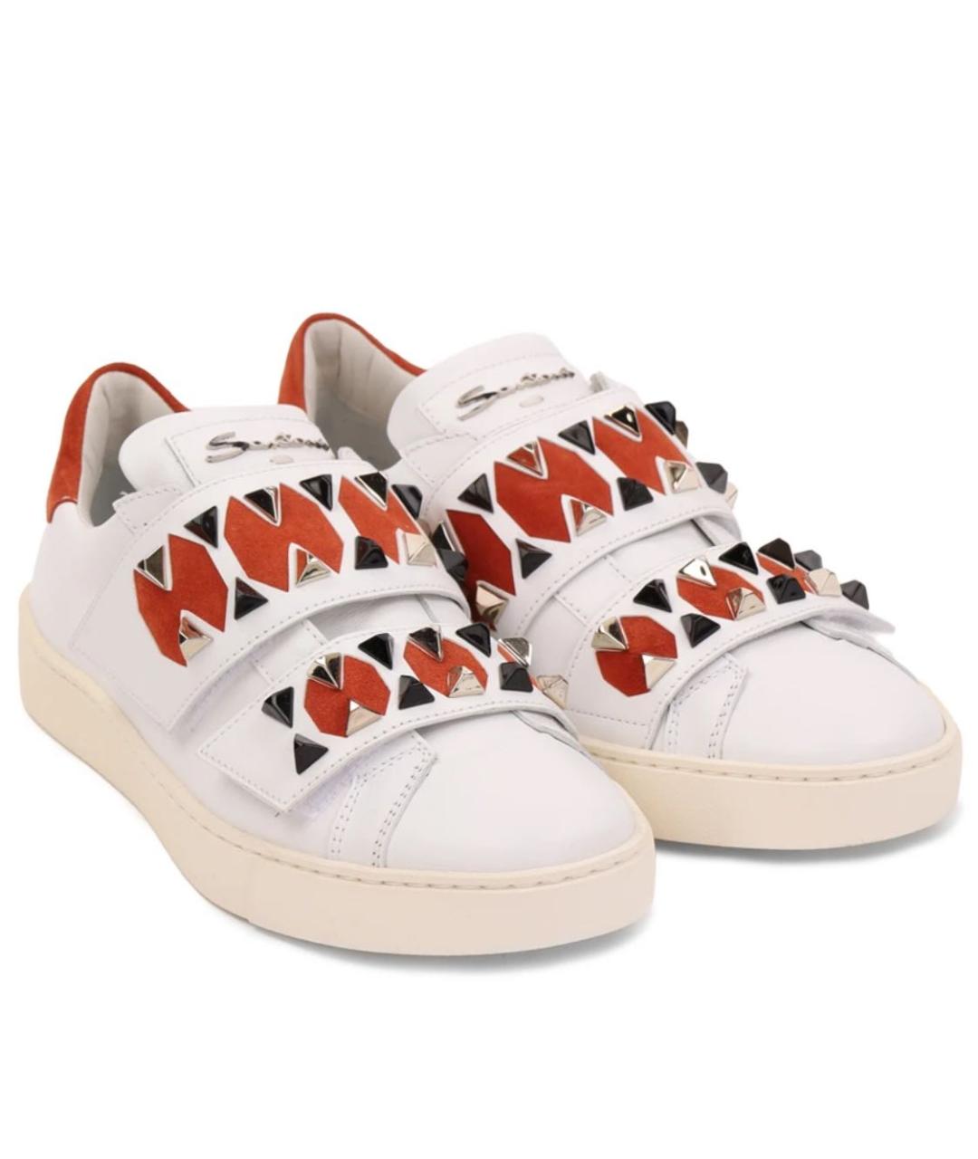 SANTONI Белые кожаные кеды, фото 2