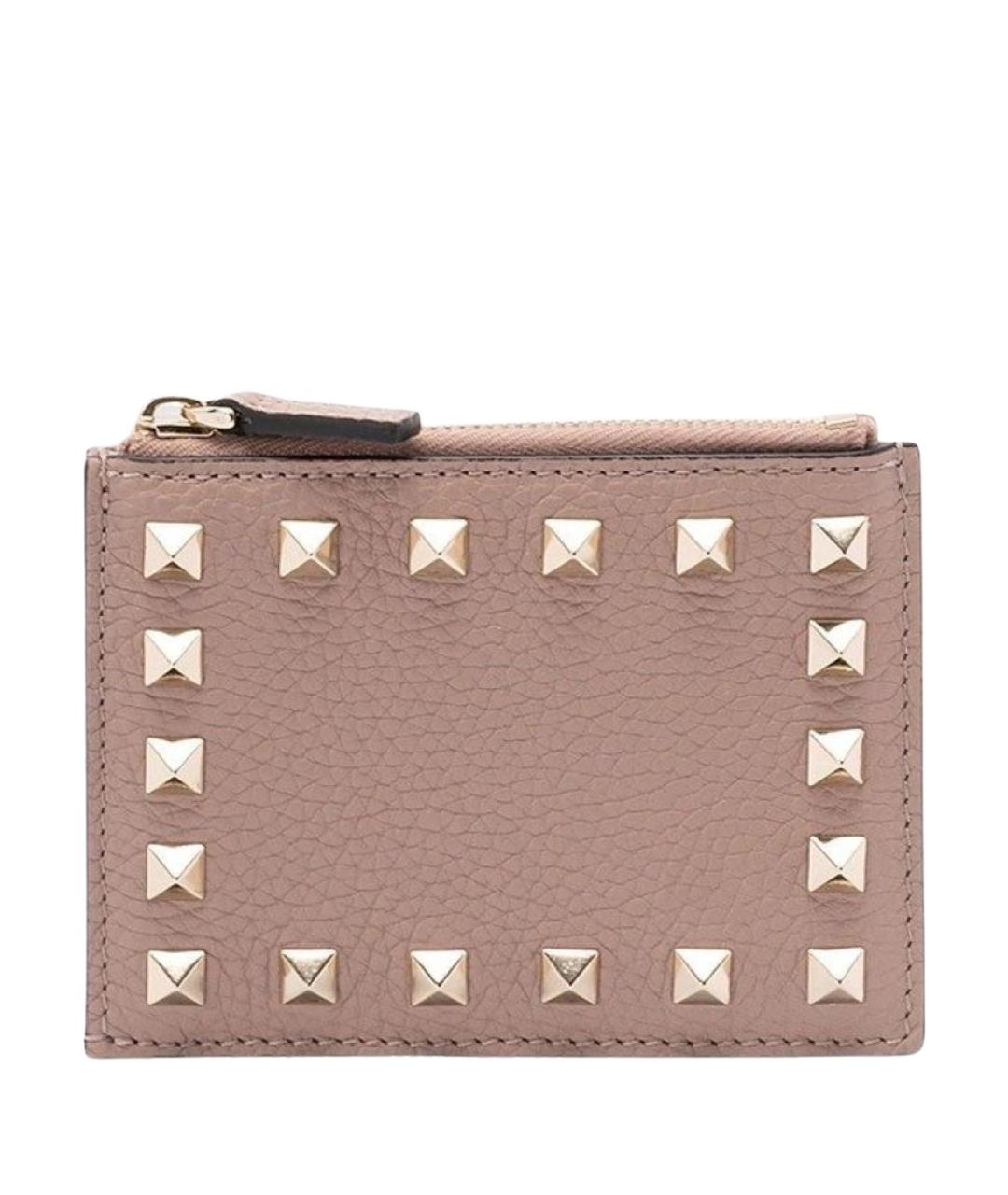 VALENTINO Розовый кожаный кардхолдер, фото 1