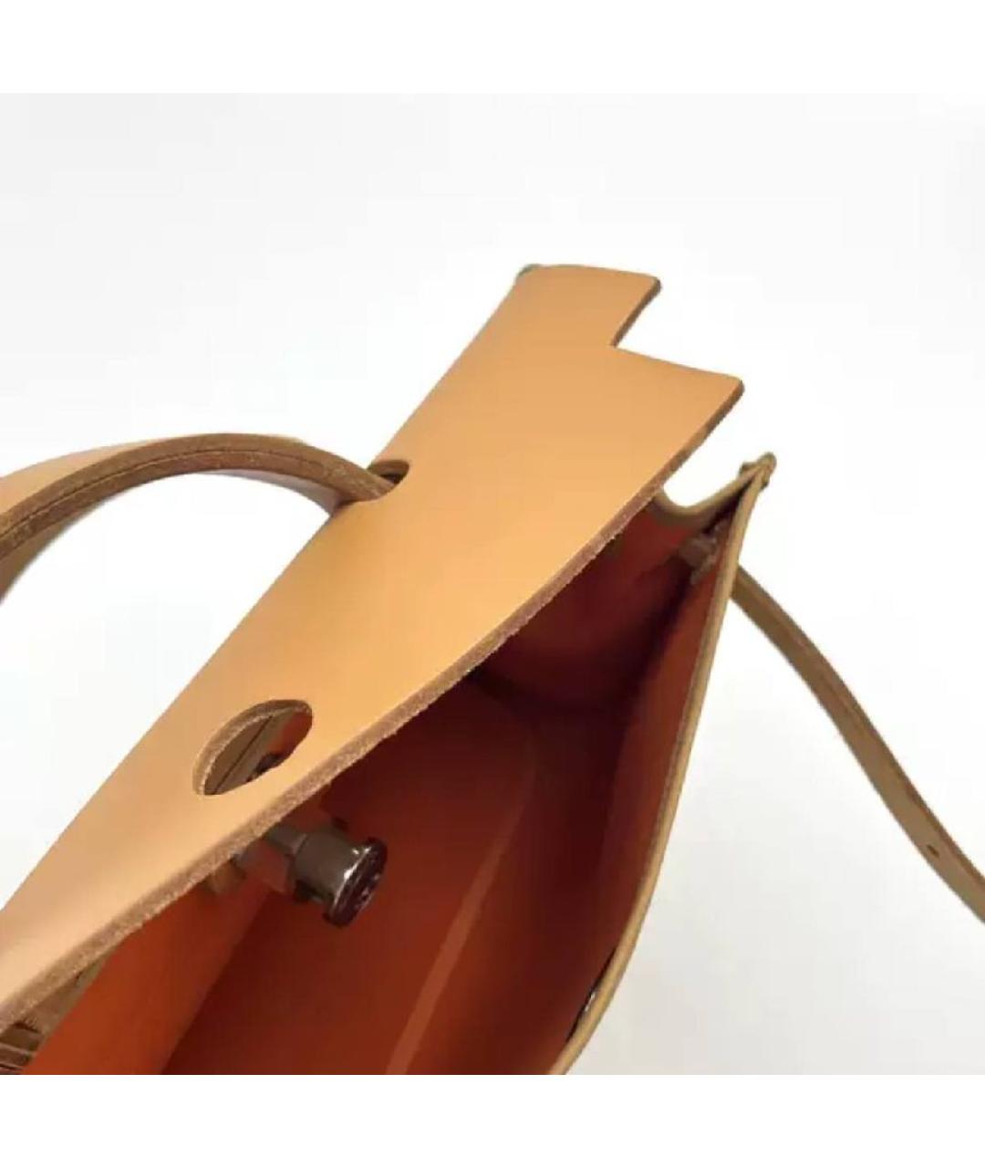 HERMES Оранжевая кожаная сумка с короткими ручками, фото 8