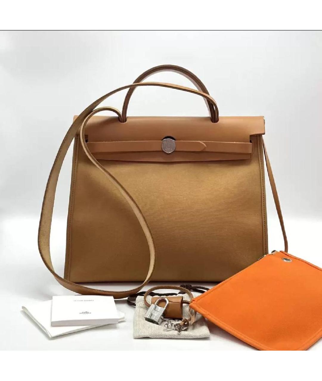 HERMES Оранжевая кожаная сумка с короткими ручками, фото 9