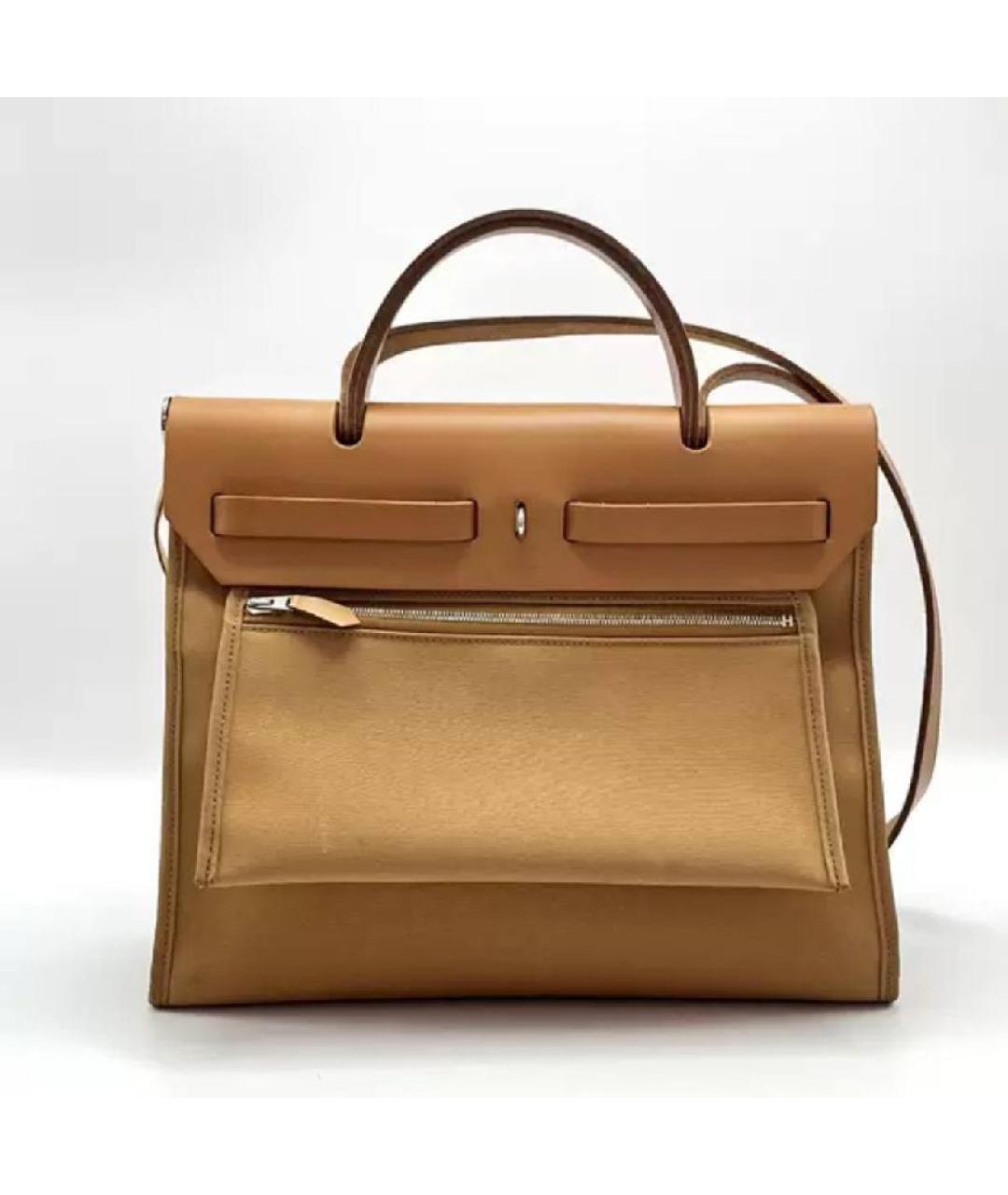 HERMES Оранжевая кожаная сумка с короткими ручками, фото 2