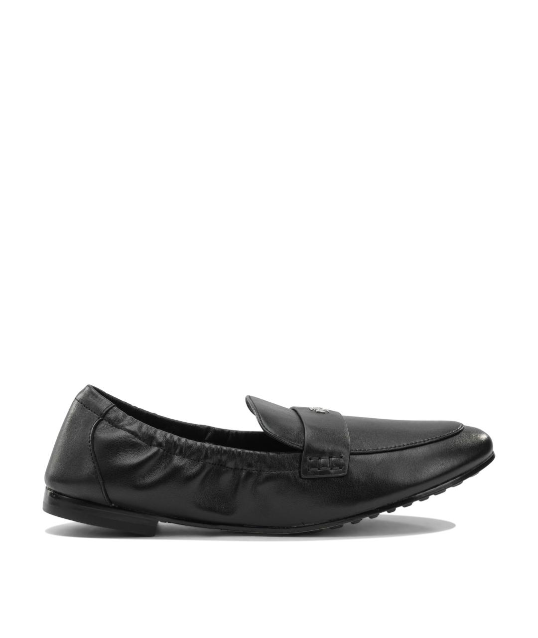TORY BURCH Черные кожаные лоферы, фото 1