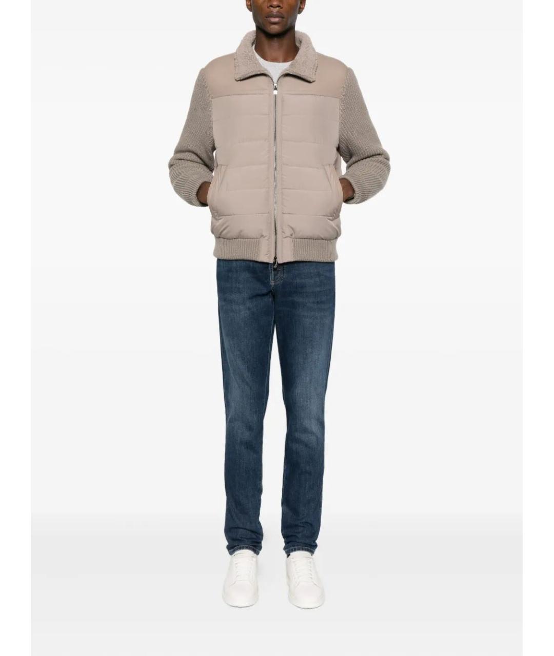 BRUNELLO CUCINELLI Синие хлопковые прямые джинсы, фото 2