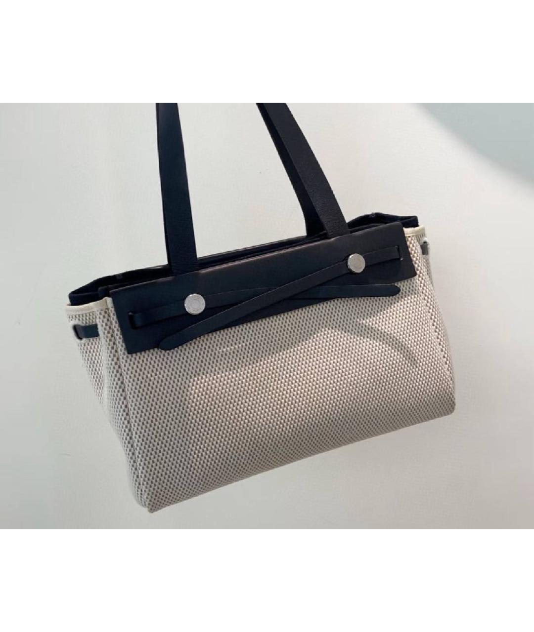 HERMES Бежевая кожаная сумка с короткими ручками, фото 6