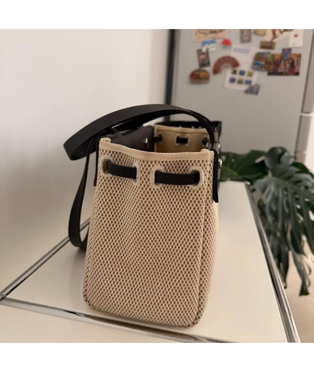 HERMES Бежевая кожаная сумка с короткими ручками, фото 2