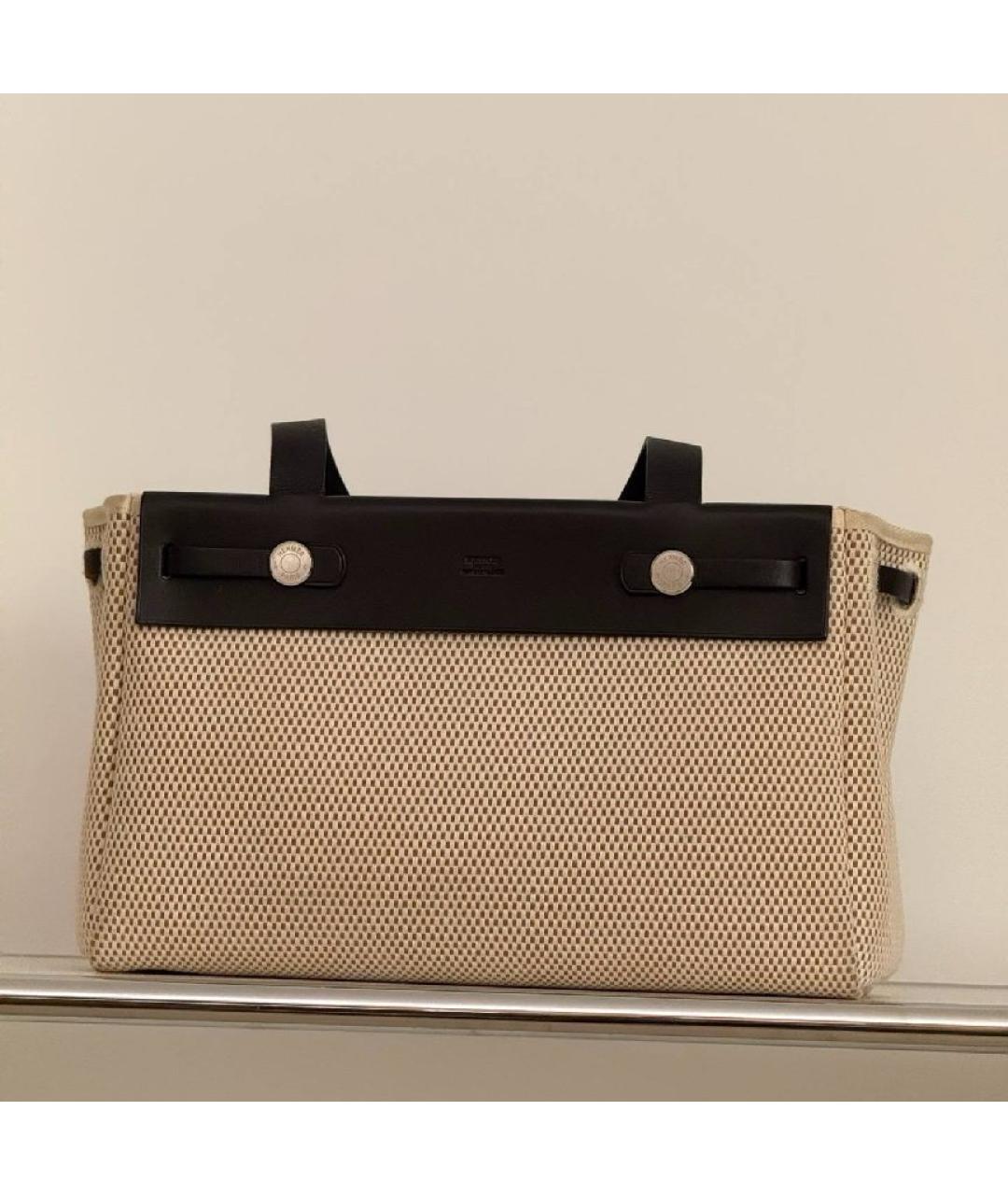 HERMES Бежевая кожаная сумка с короткими ручками, фото 9