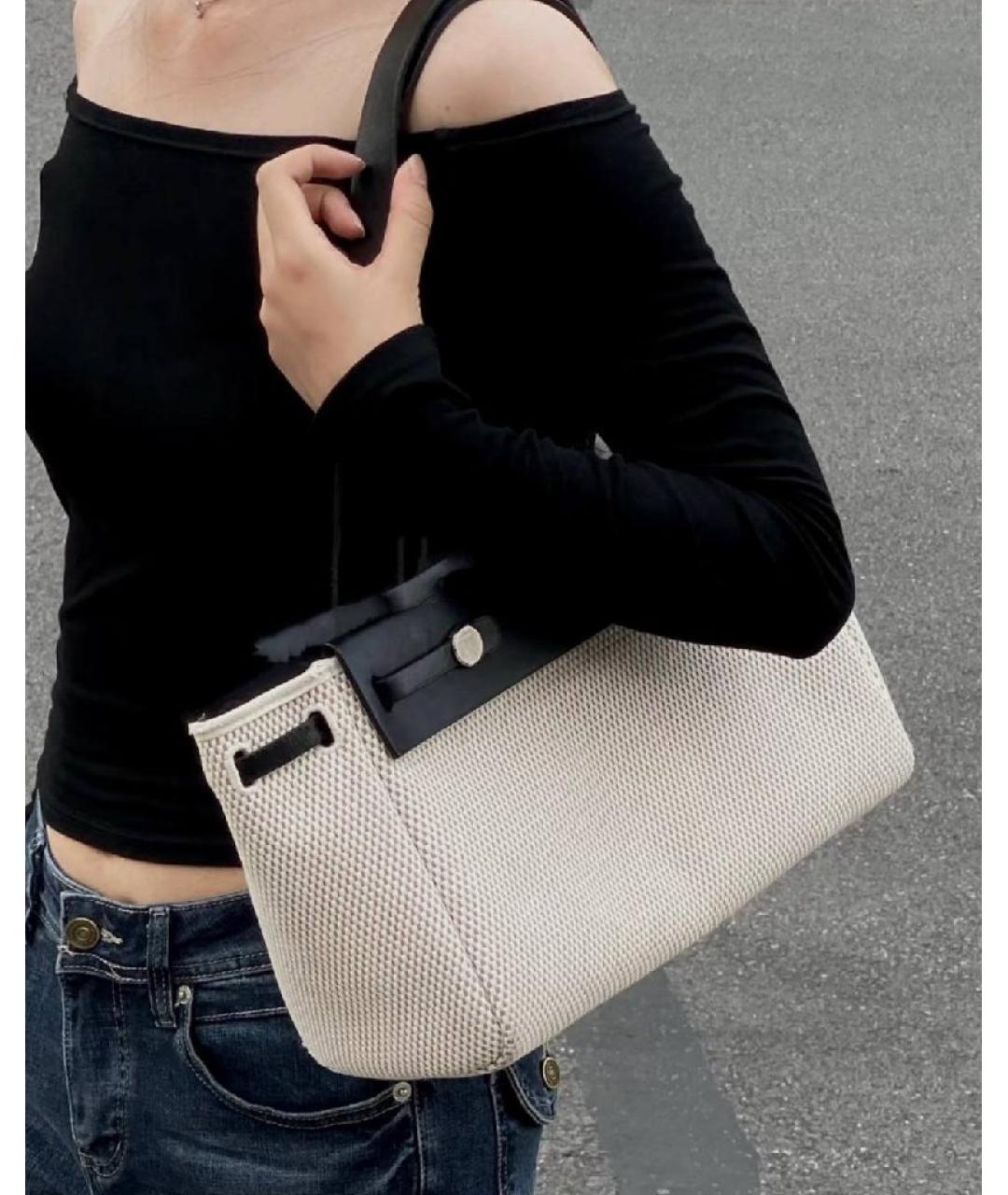 HERMES Бежевая кожаная сумка с короткими ручками, фото 8