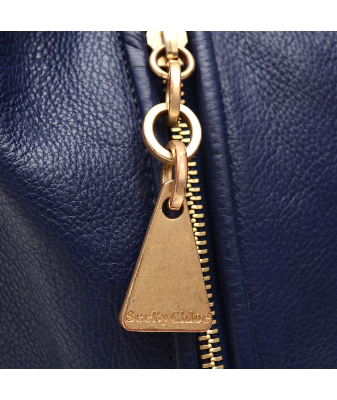 SEE BY CHLOE Темно-синяя кожаная сумка через плечо, фото 8