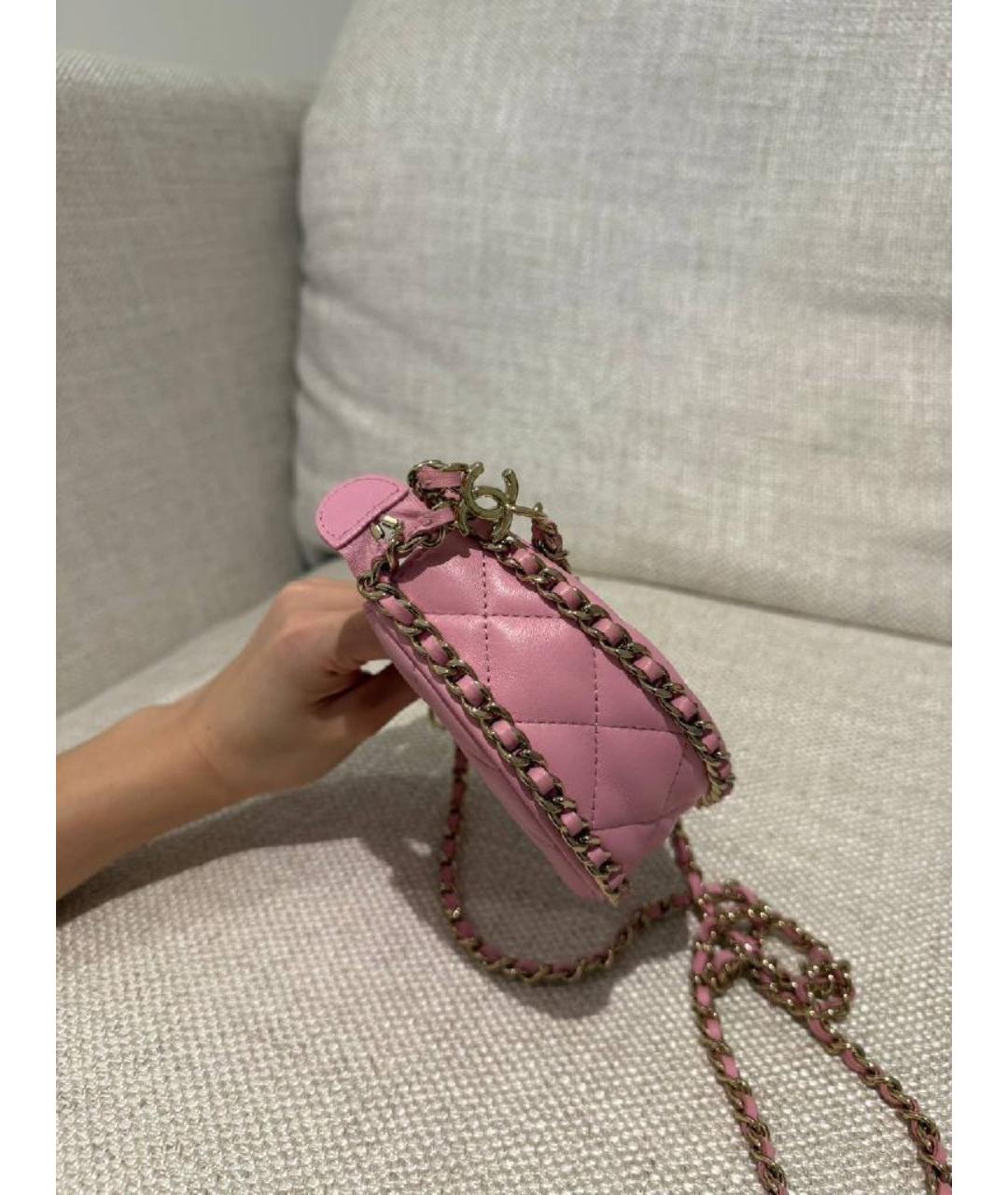 CHANEL Розовая кожаная сумка через плечо, фото 6
