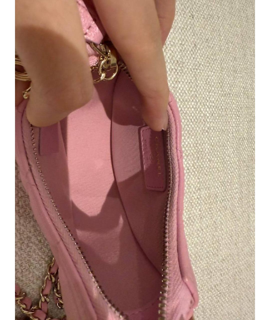 CHANEL Розовая кожаная сумка через плечо, фото 8