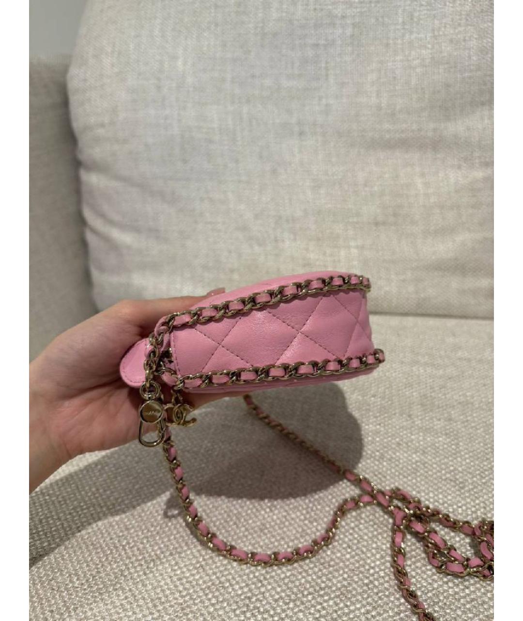 CHANEL Розовая кожаная сумка через плечо, фото 4