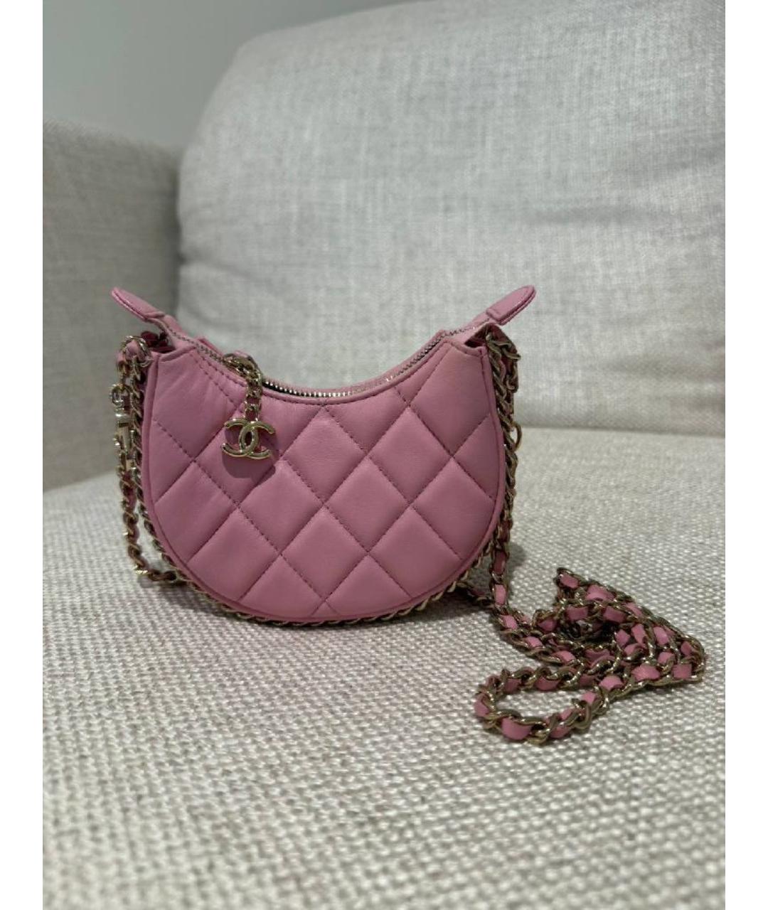 CHANEL Розовая кожаная сумка через плечо, фото 10