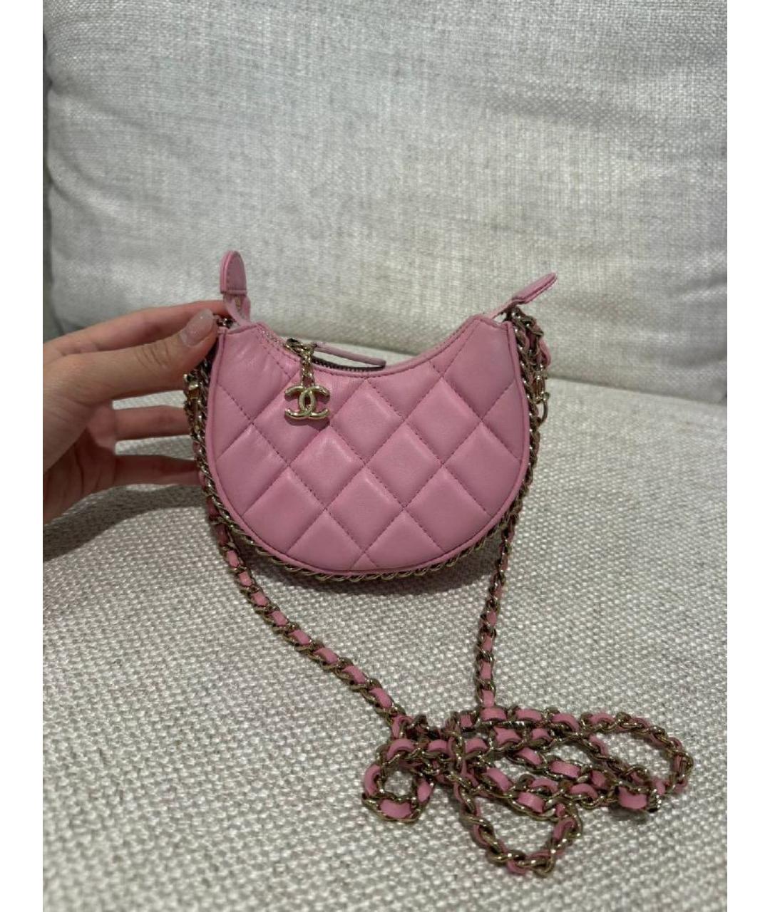 CHANEL Розовая кожаная сумка через плечо, фото 7