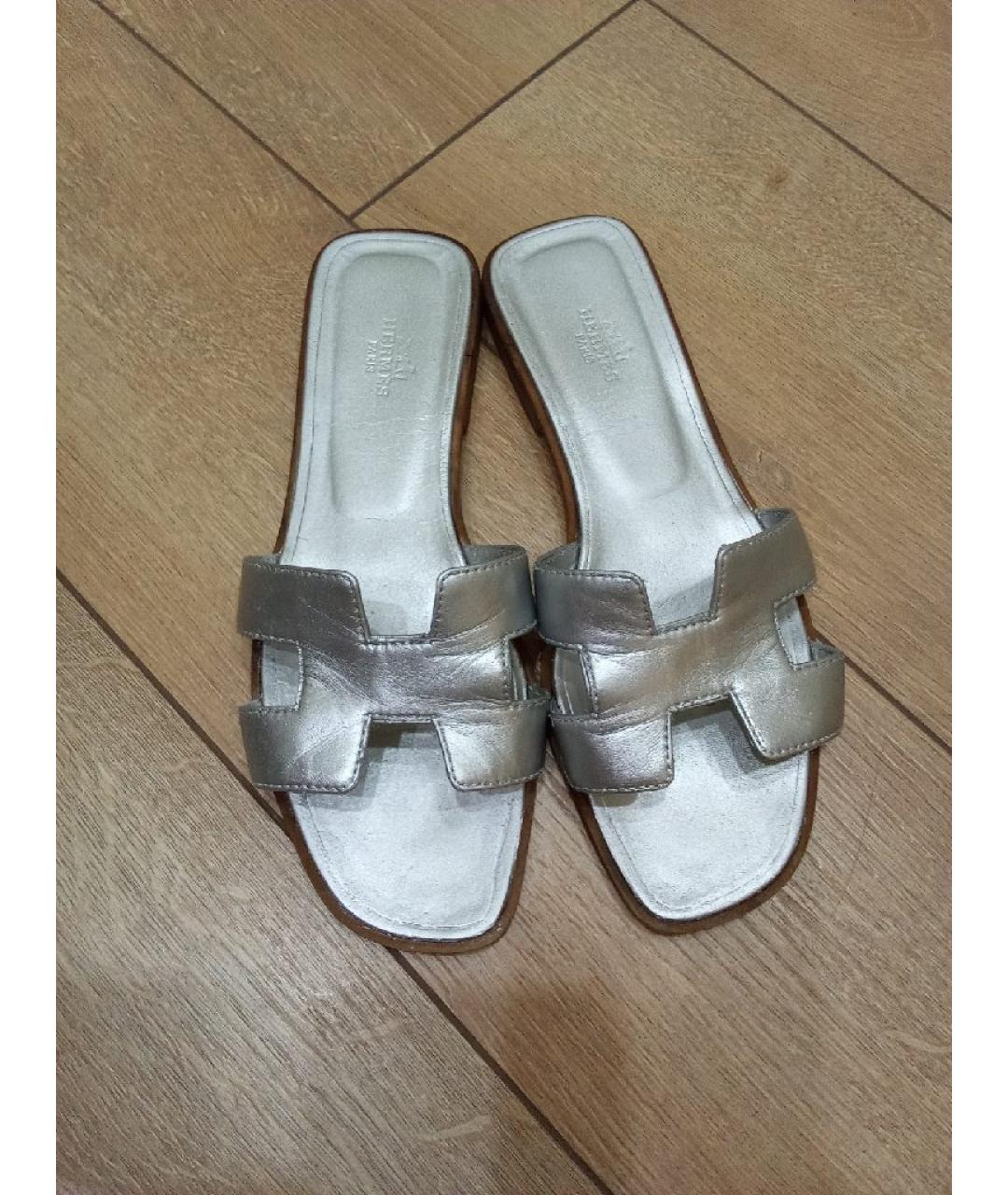 HERMES Кожаные шлепанцы, фото 6