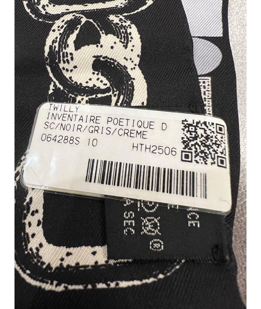 HERMES Черный шелковый платок, фото 3