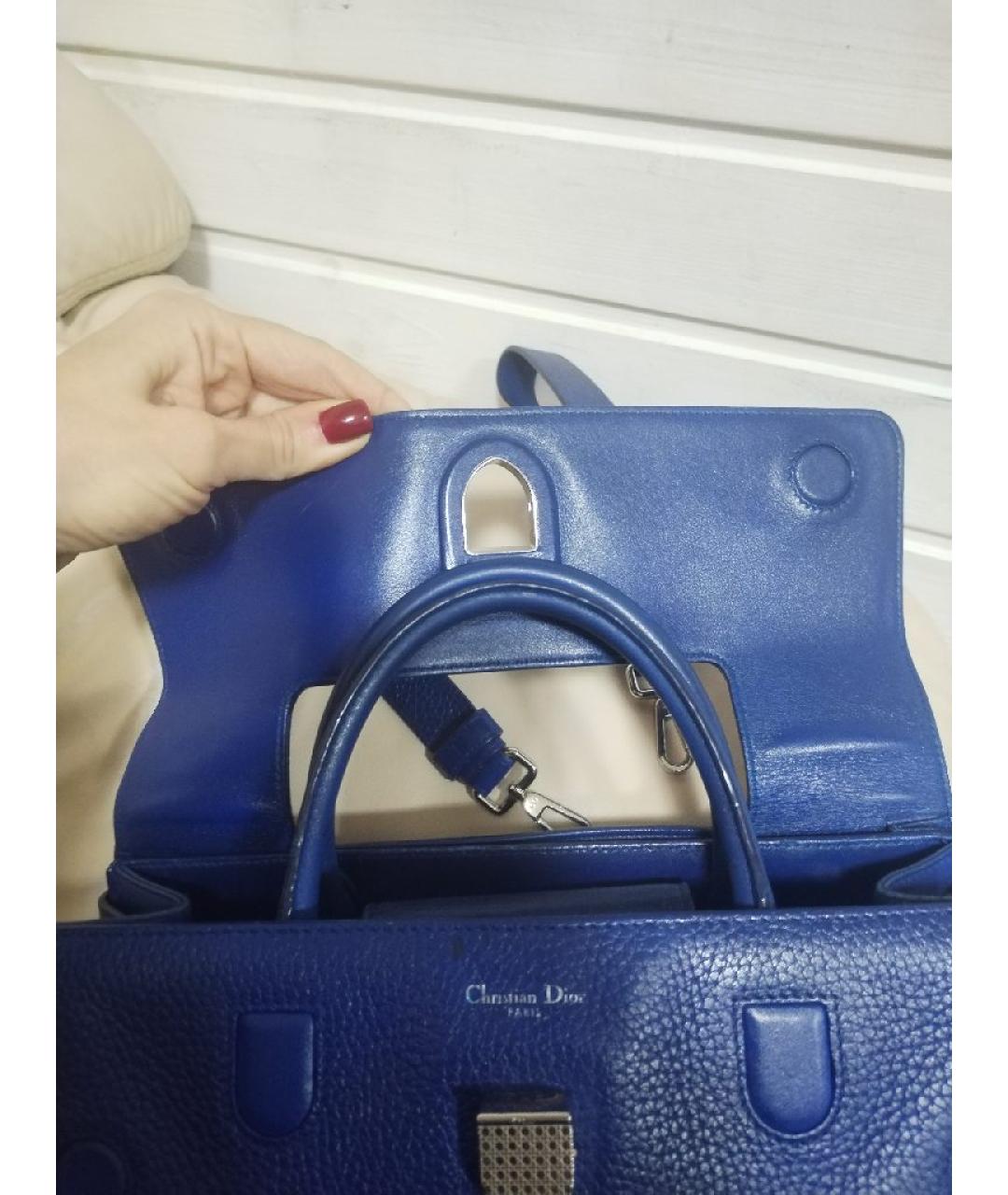 CHRISTIAN DIOR Синяя кожаная сумка через плечо, фото 5