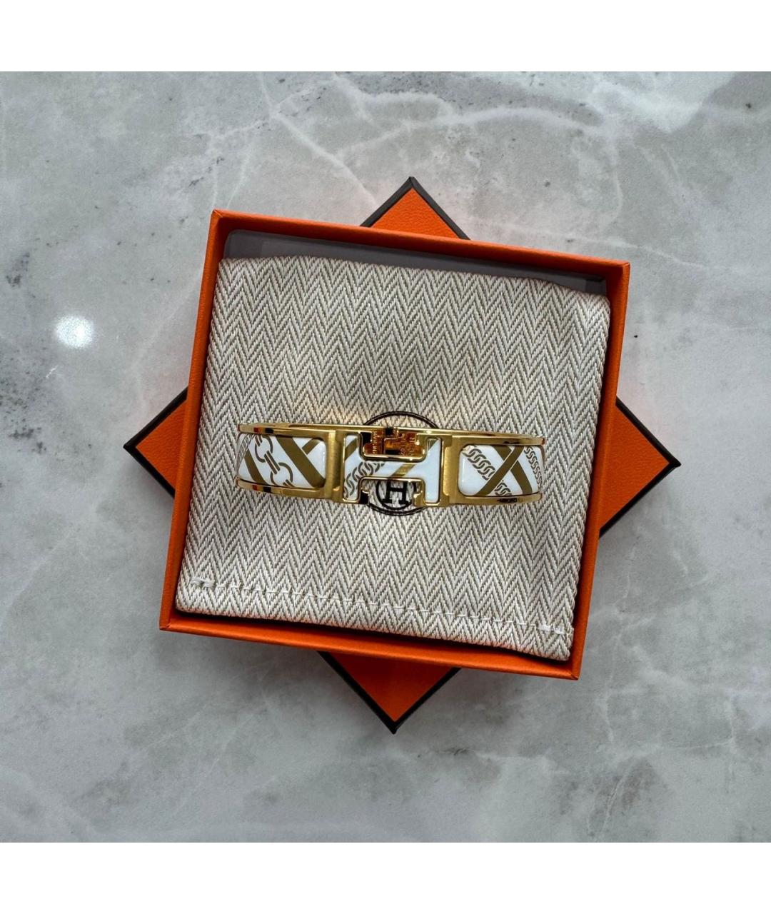 HERMES Белый металлический браслет, фото 3