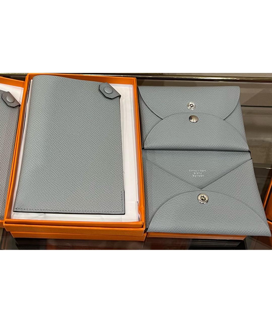 HERMES Серый кожаный кошелек, фото 6