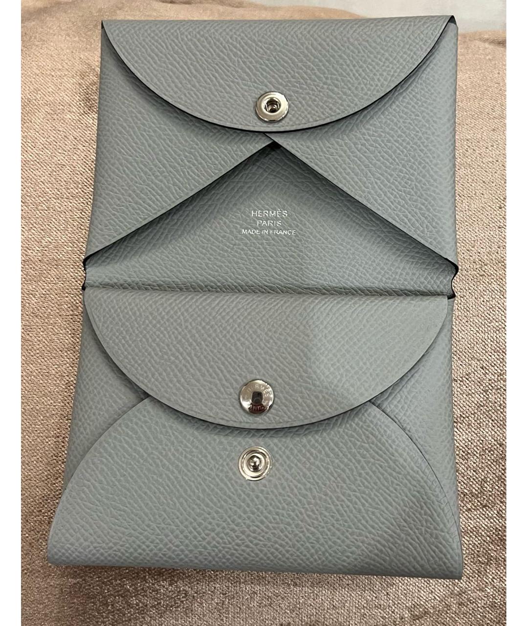 HERMES Серый кожаный кошелек, фото 2