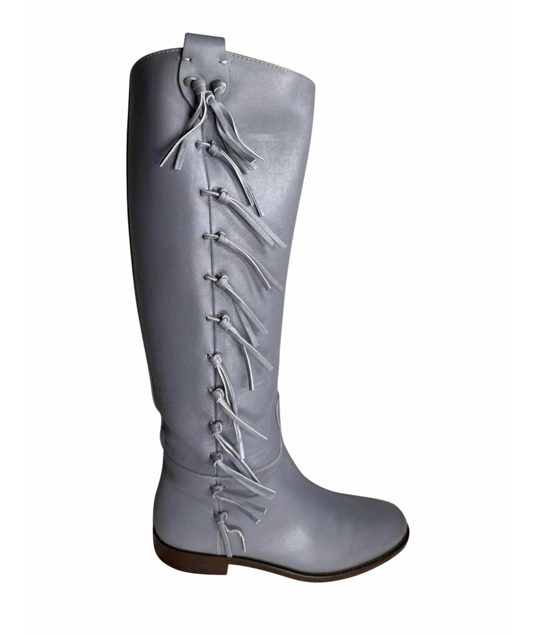 VALENTINO Серые кожаные сапоги, фото 1