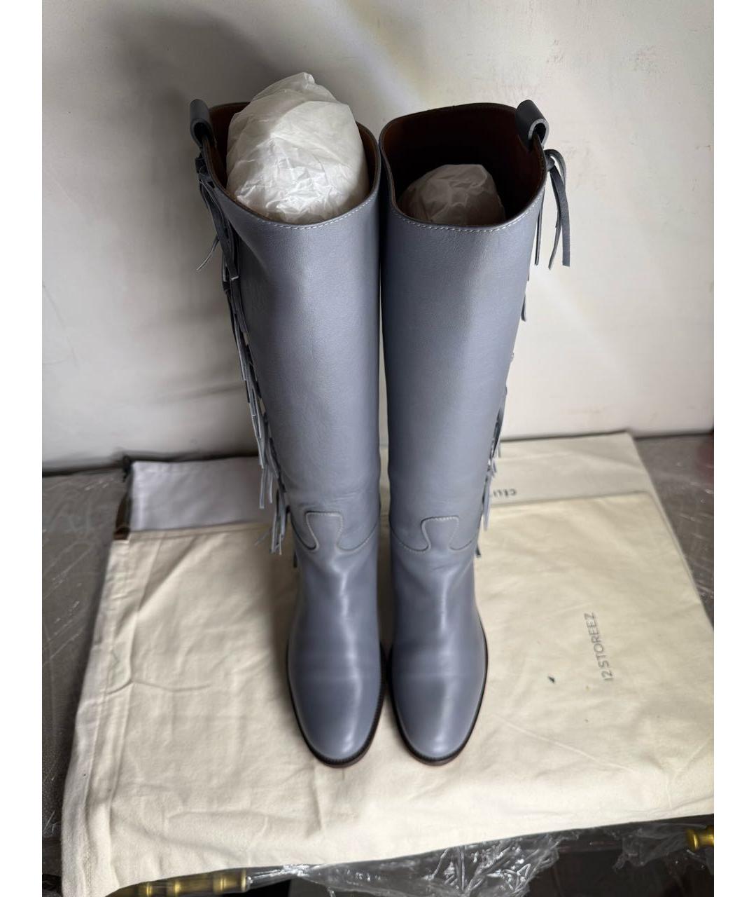 VALENTINO Серые кожаные сапоги, фото 3