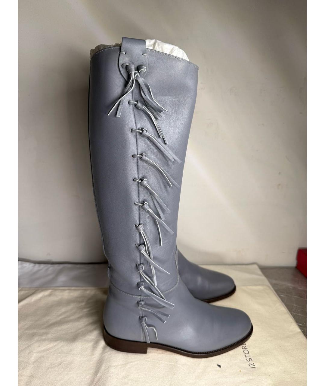 VALENTINO Серые кожаные сапоги, фото 6