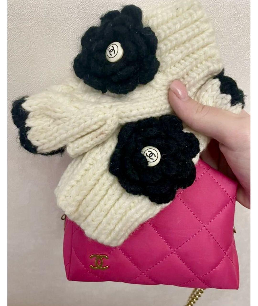 CHANEL Белые шерстяные митенки, фото 3
