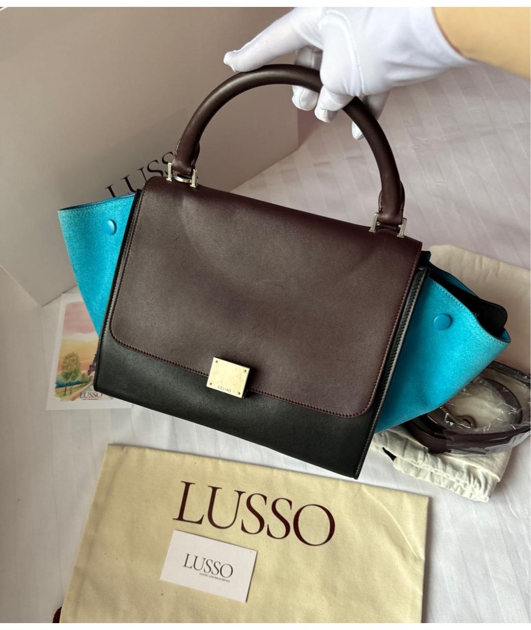 CELINE Коричневая кожаная сумка через плечо, фото 2