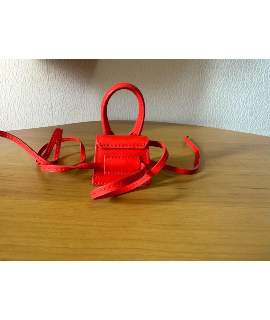 JACQUEMUS Красная кожаная поясная сумка, фото 2