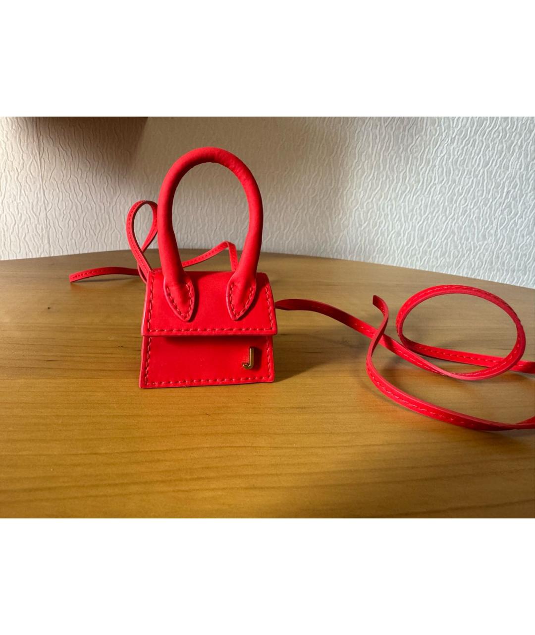 JACQUEMUS Красная кожаная поясная сумка, фото 5