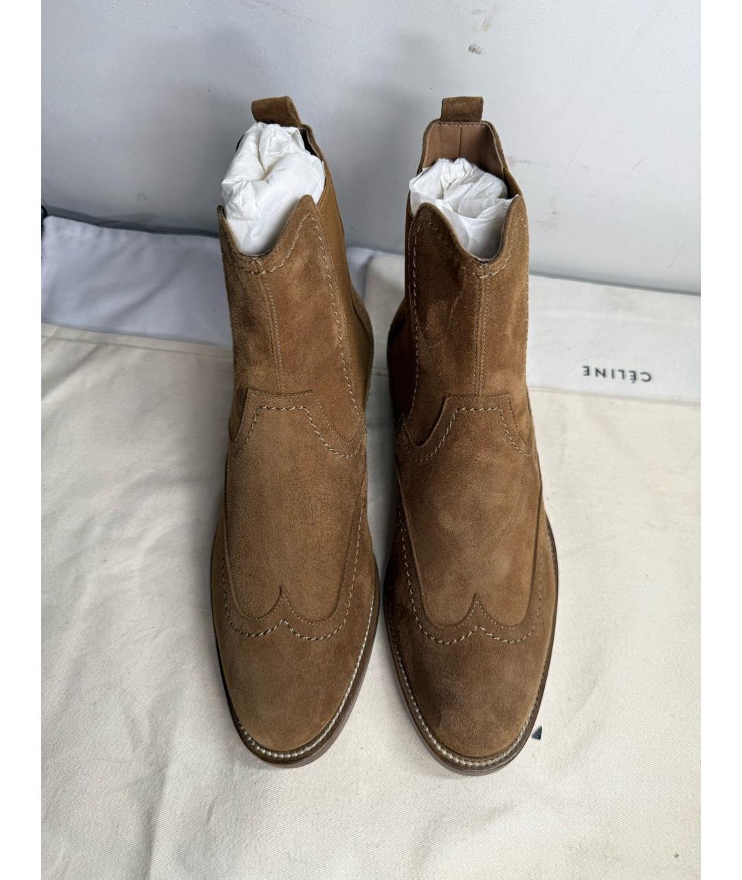 HERMES Коричневые замшевые ботинки, фото 5