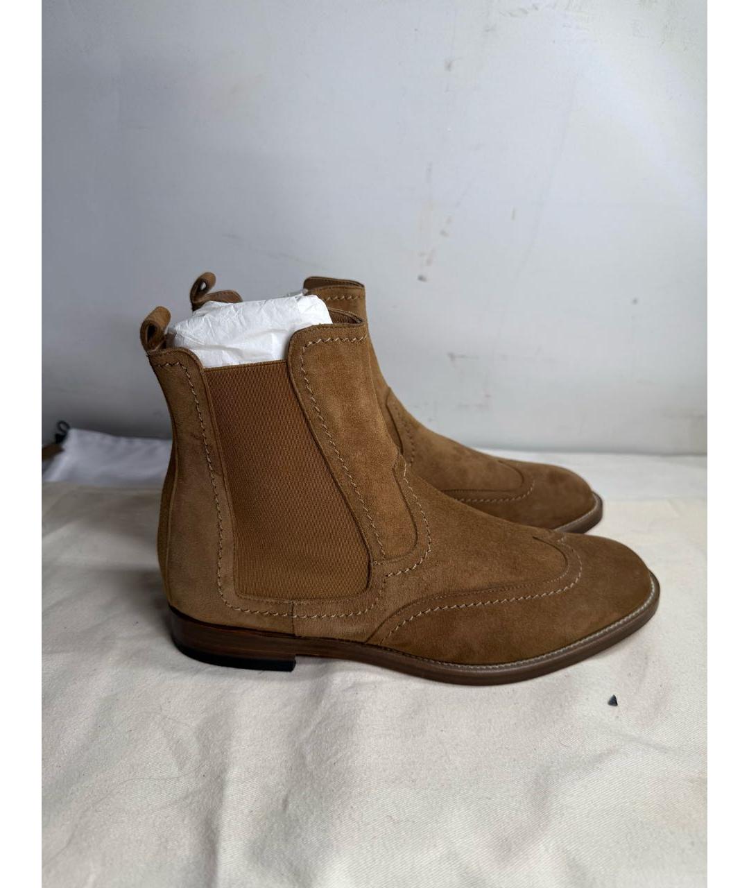 HERMES Коричневые замшевые ботинки, фото 6