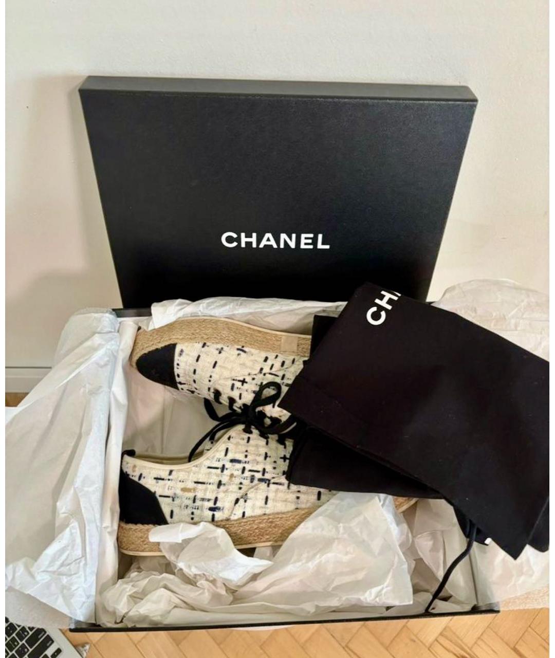 CHANEL Белые текстильные кеды, фото 5