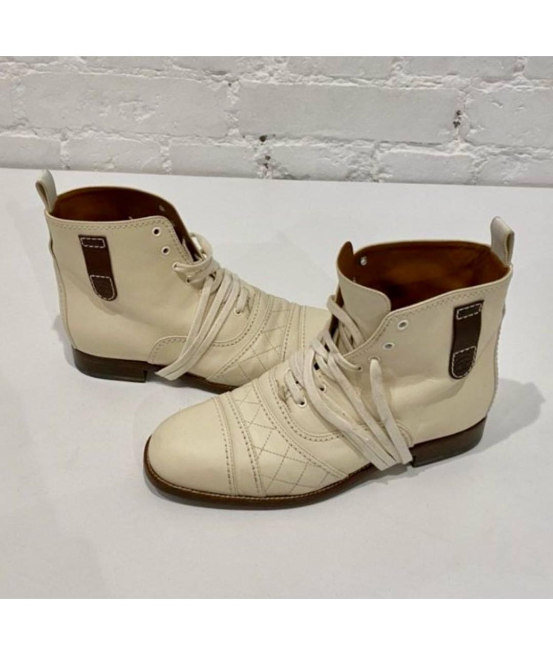 CHANEL Бежевые кожаные ботинки, фото 4