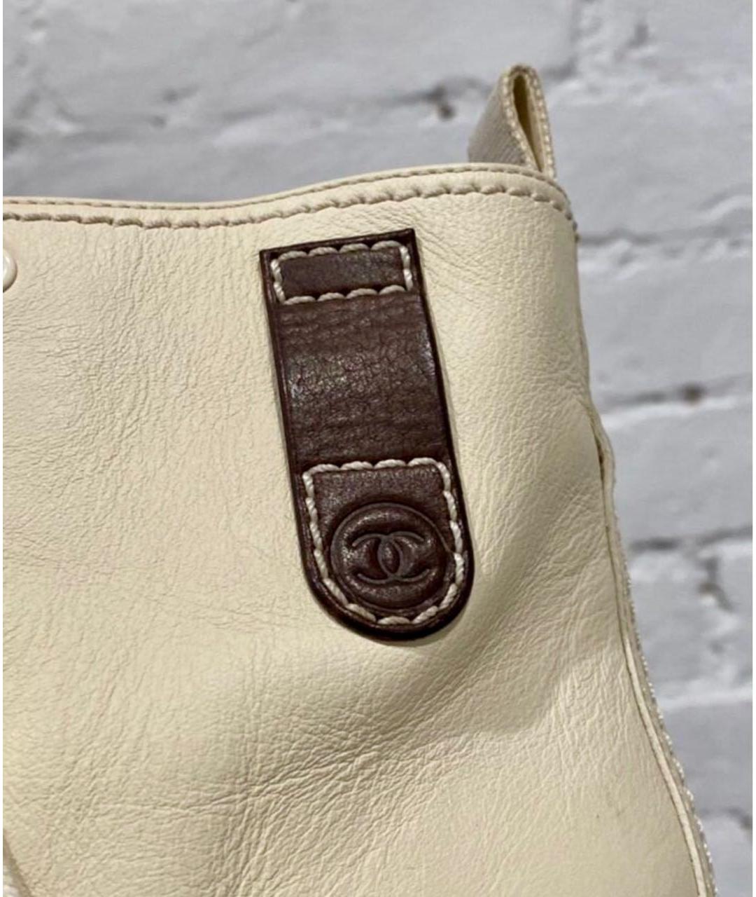 CHANEL Бежевые кожаные ботинки, фото 3