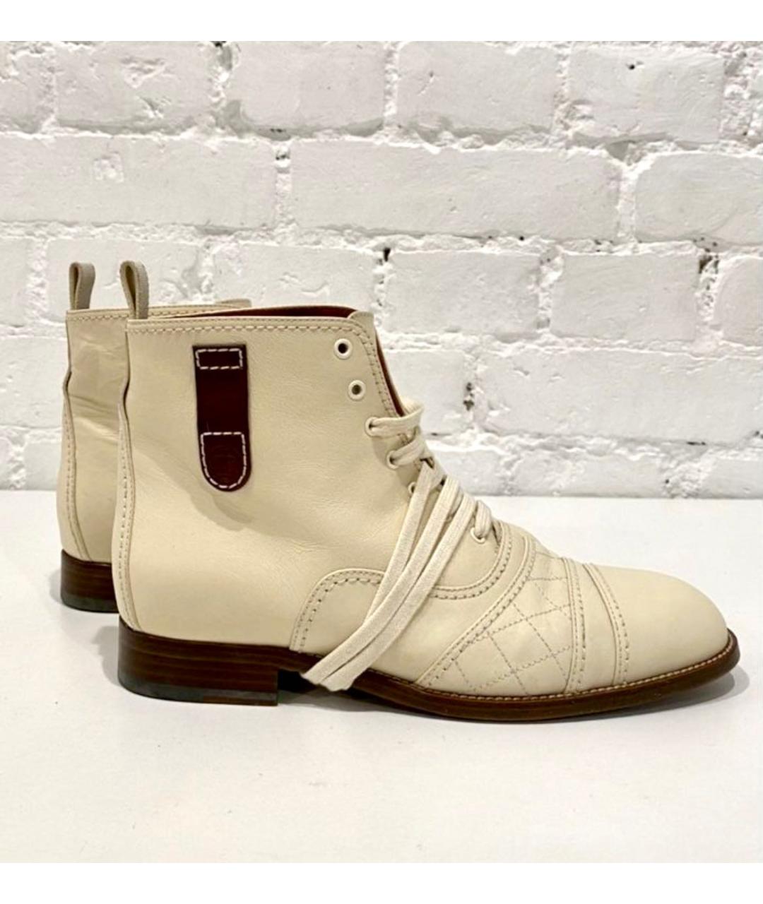 CHANEL Бежевые кожаные ботинки, фото 9