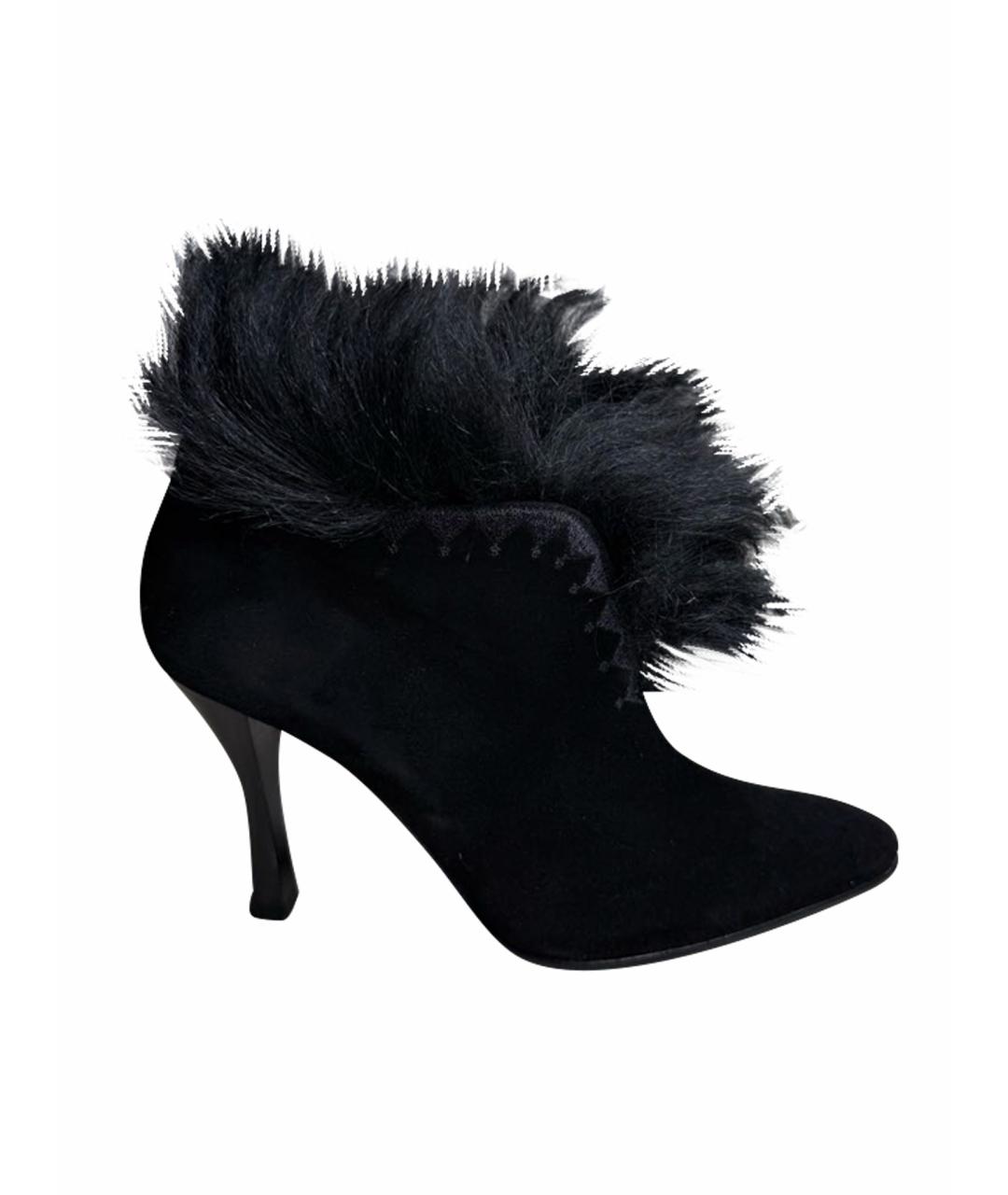 HERMES Темно-синие замшевые ботильоны, фото 1