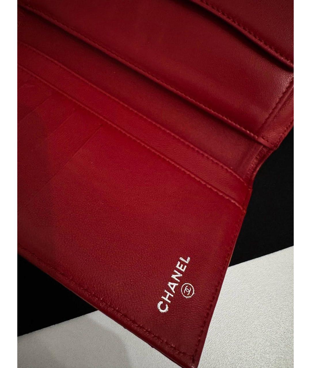 CHANEL Красный кожаный кошелек, фото 6
