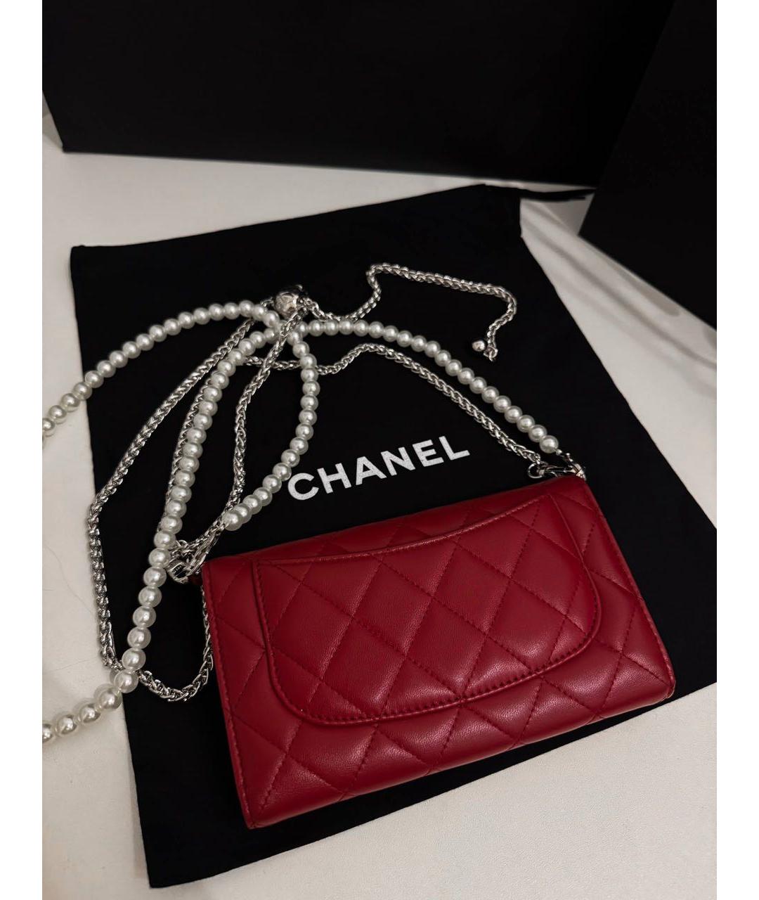 CHANEL Красный кожаный кошелек, фото 2