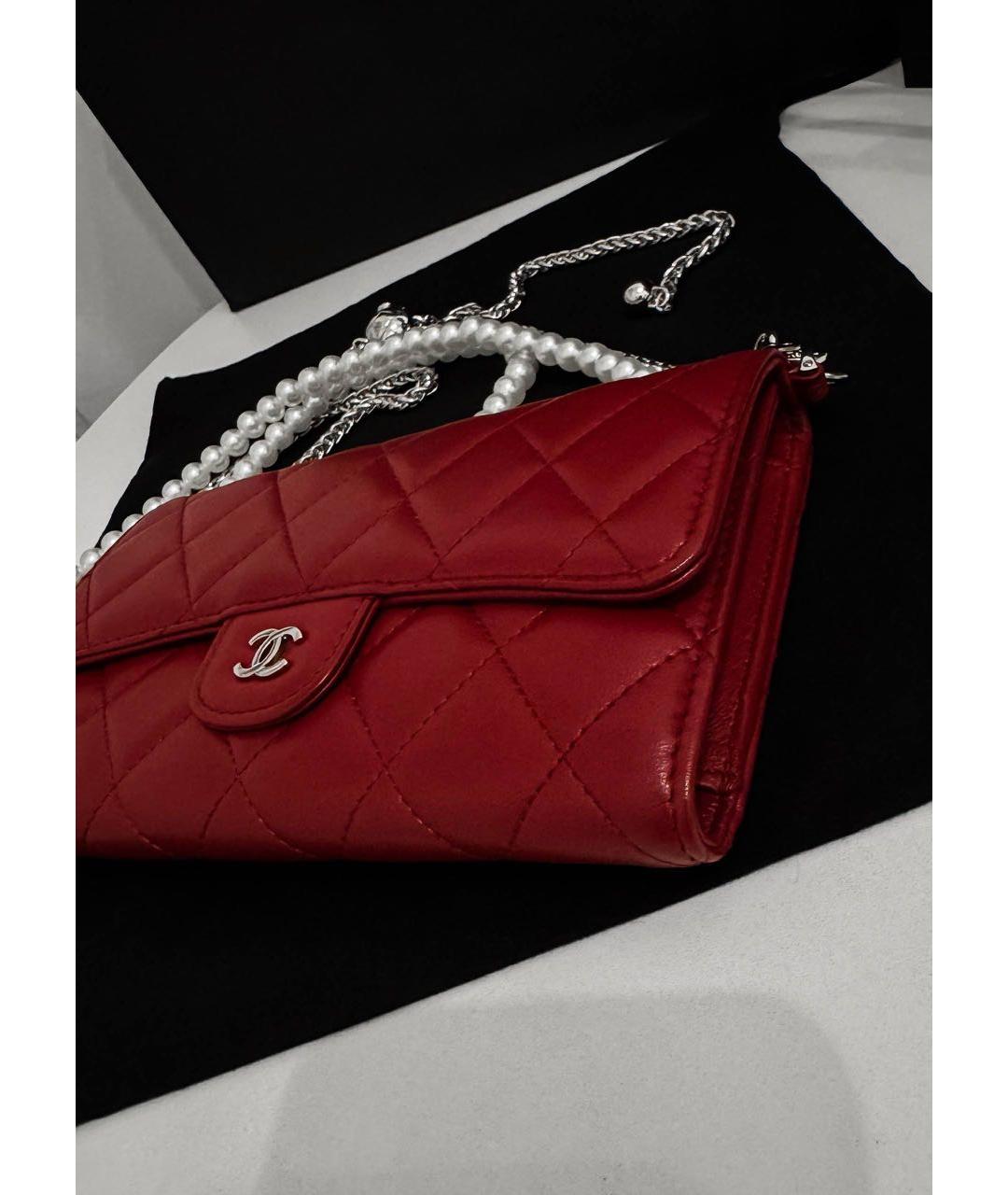 CHANEL Красный кожаный кошелек, фото 3