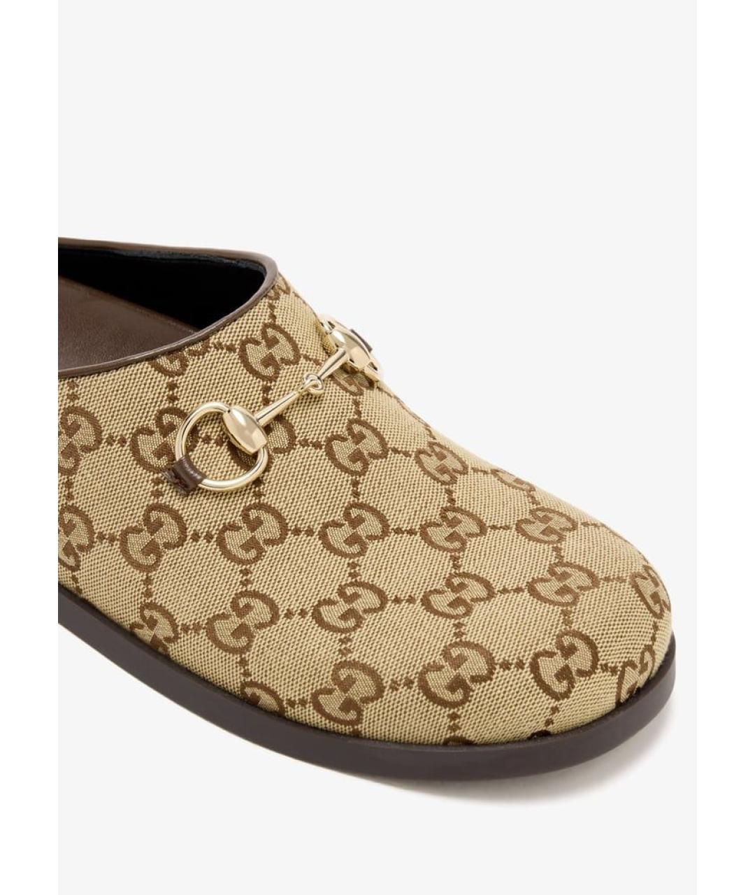 GUCCI Бежевые текстильные мюли, фото 2