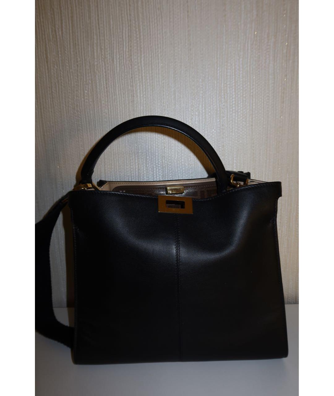 FENDI Черная кожаная сумка с короткими ручками, фото 5