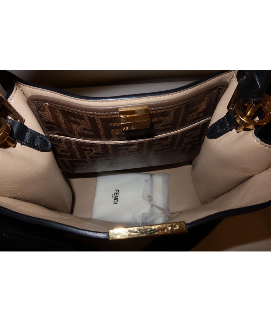 FENDI Черная кожаная сумка с короткими ручками, фото 4