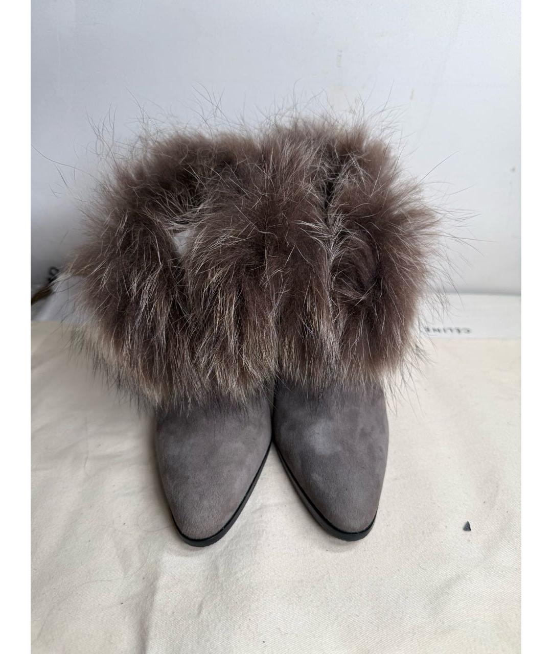 HERMES Антрацитовые замшевые ботильоны, фото 2