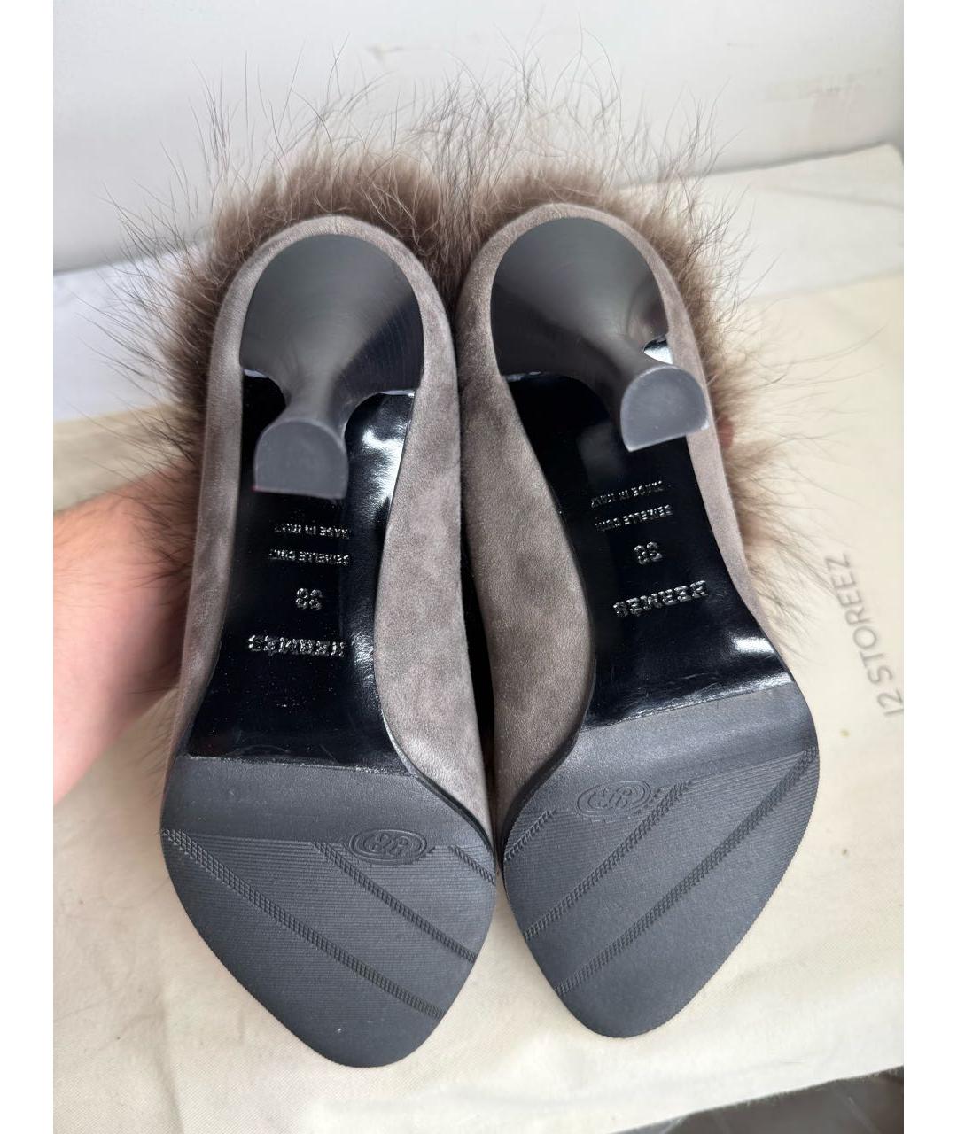 HERMES Антрацитовые замшевые ботильоны, фото 5