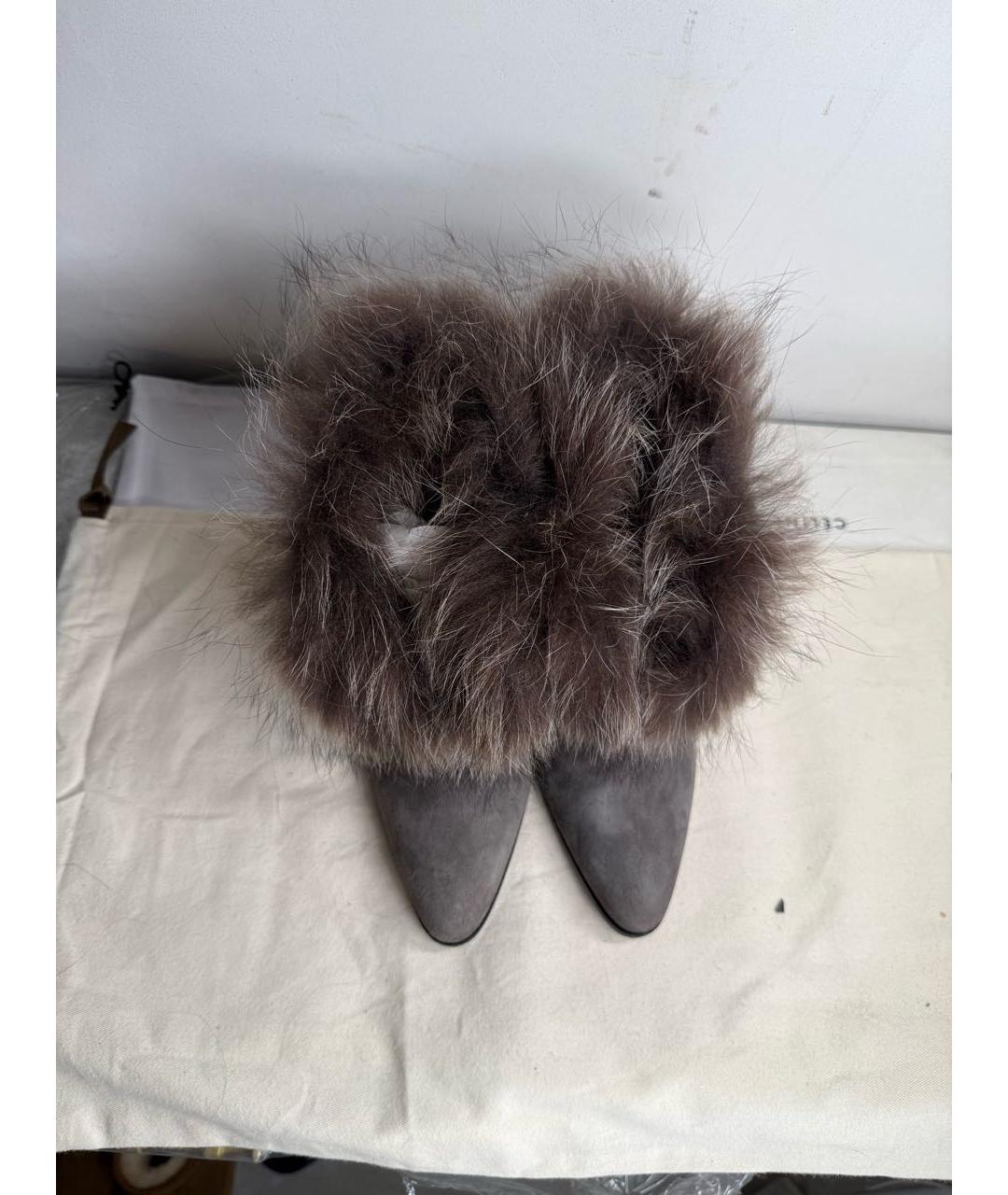 HERMES Антрацитовые замшевые ботильоны, фото 3